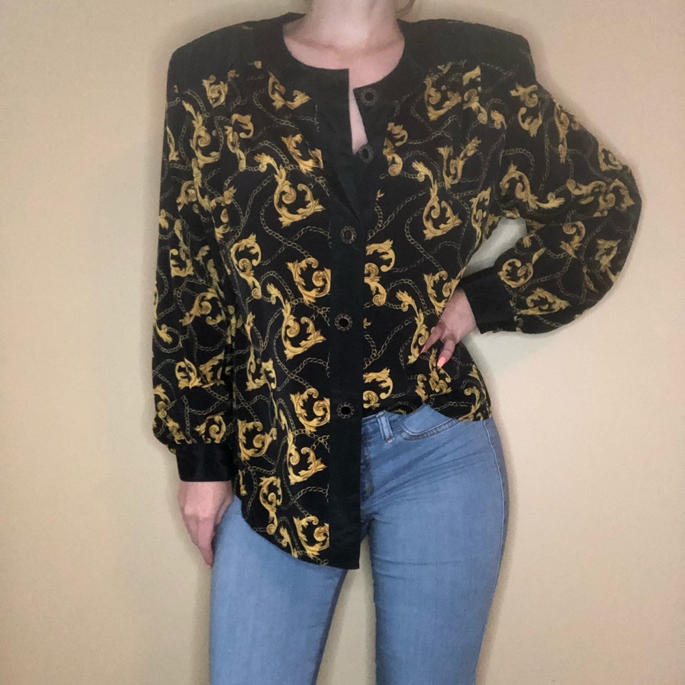 Vintage Notations Baroque Chain Print Blouse